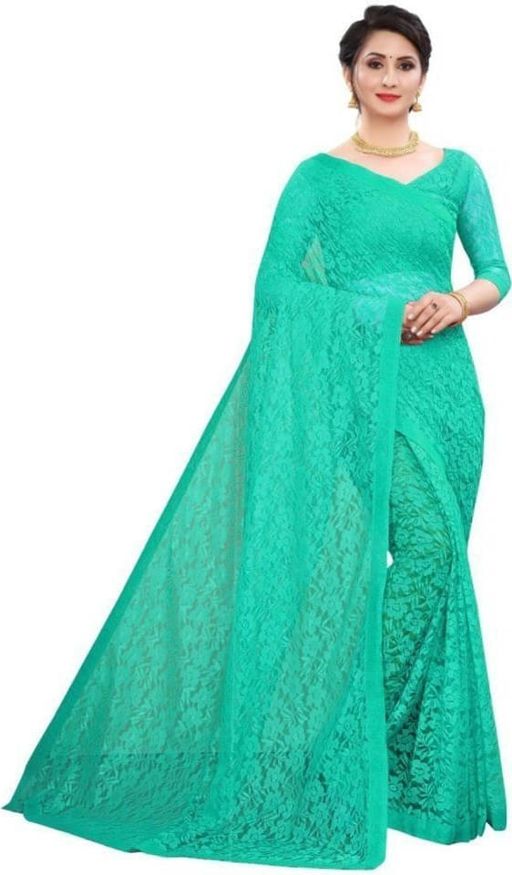     			Suali Georgette Printed Saree With Unstitched Blouse Piece ( Blue )