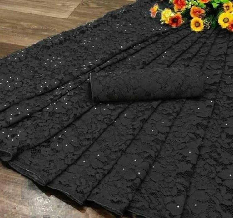 Suali Georgette Printed Saree With Unstitched Blouse Piece ( Black ) Suali Georgette Printed Saree With Unstitched Blouse Piece ( Black )
