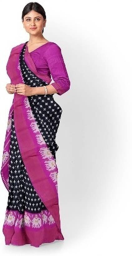     			Suali Georgette Printed Saree With Unstitched Blouse Piece ( Black )