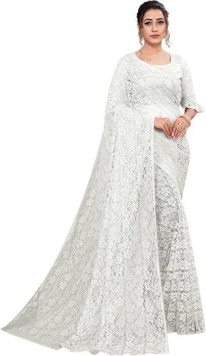 Suali Georgette Printed Saree With Unstitched Blouse Piece ( White ) Suali Georgette Printed Saree With Unstitched Blouse Piece ( White )