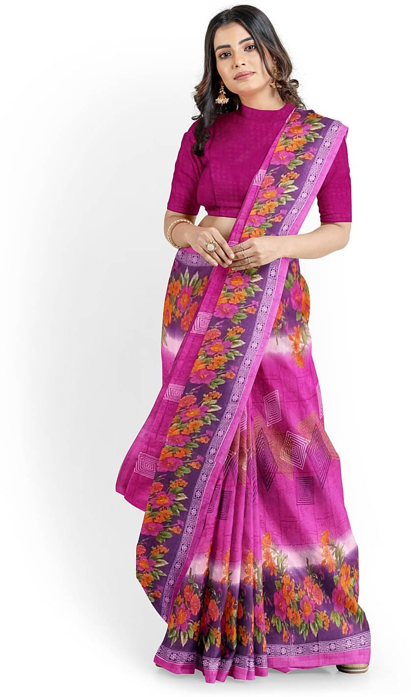 Suali Georgette Printed Saree With Unstitched Blouse Piece ( Pink ) Suali Georgette Printed Saree With Unstitched Blouse Piece ( Pink )