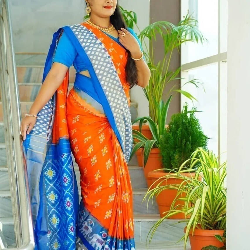     			Suali Georgette Printed Saree With Unstitched Blouse Piece ( Blue )