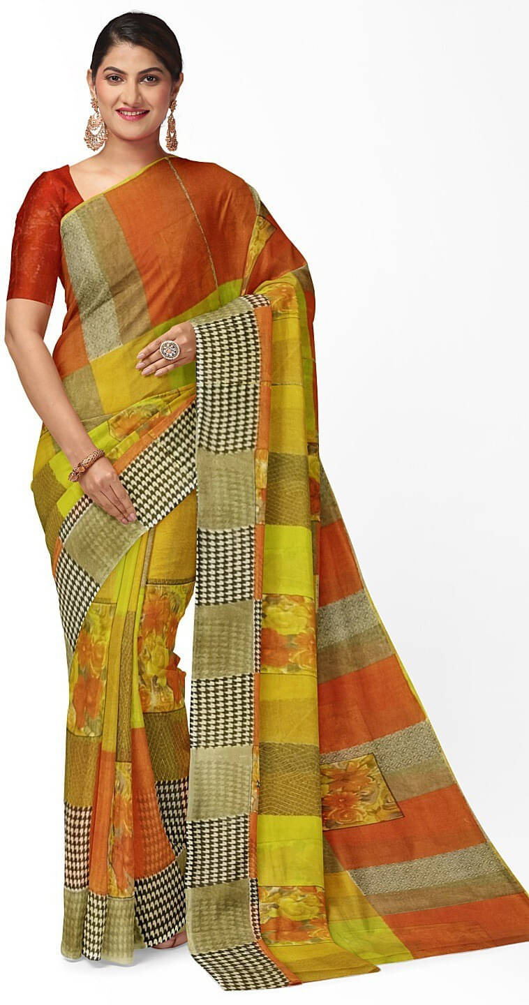 Suali Georgette Printed Saree With Unstitched Blouse Piece ( Multicolor ) Suali Georgette Printed Saree With Unstitched Blouse Piece ( Multicolor )