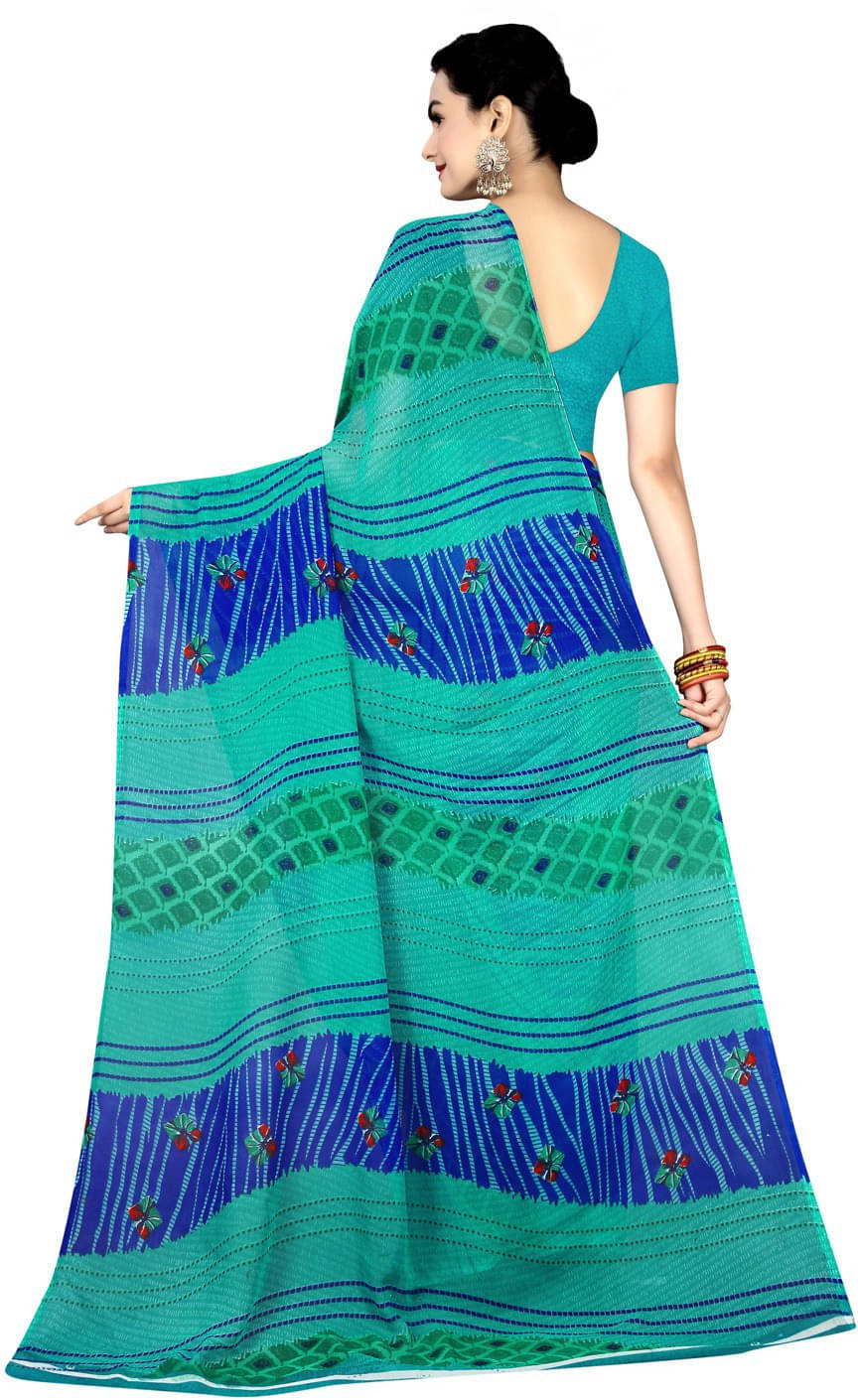 Suali Georgette Printed Saree With Unstitched Blouse Piece ( Green ) Suali Georgette Printed Saree With Unstitched Blouse Piece ( Green )