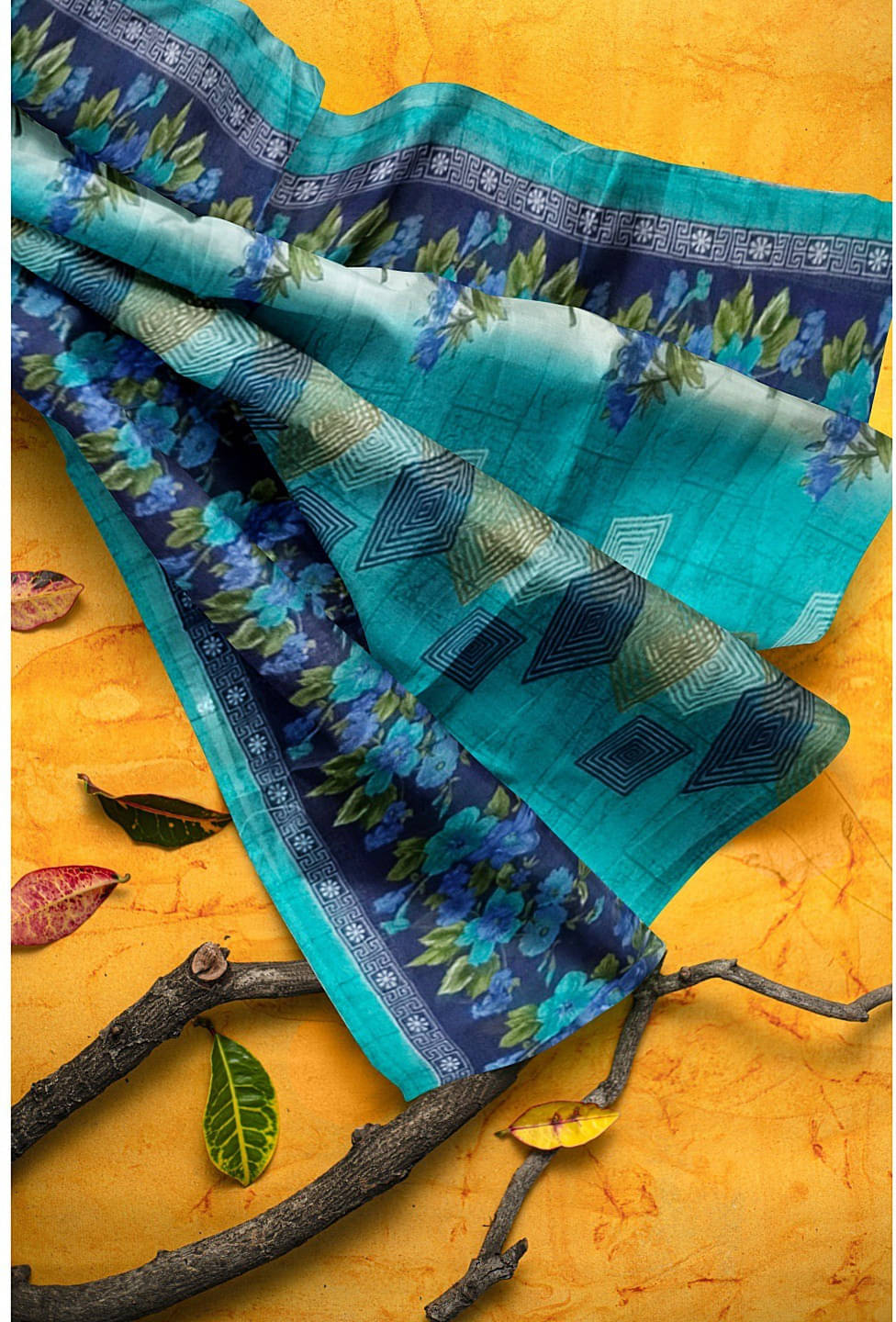 Suali Georgette Printed Saree With Unstitched Blouse Piece ( Light Blue ) Suali Georgette Printed Saree With Unstitched Blouse Piece ( Light Blue )