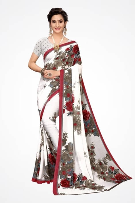 Suali Georgette Printed Saree With Unstitched Blouse Piece ( Maroon ) Suali Georgette Printed Saree With Unstitched Blouse Piece ( Maroon )