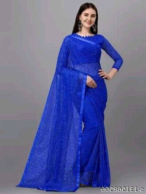     			Suali Georgette Printed Saree With Unstitched Blouse Piece ( Blue )