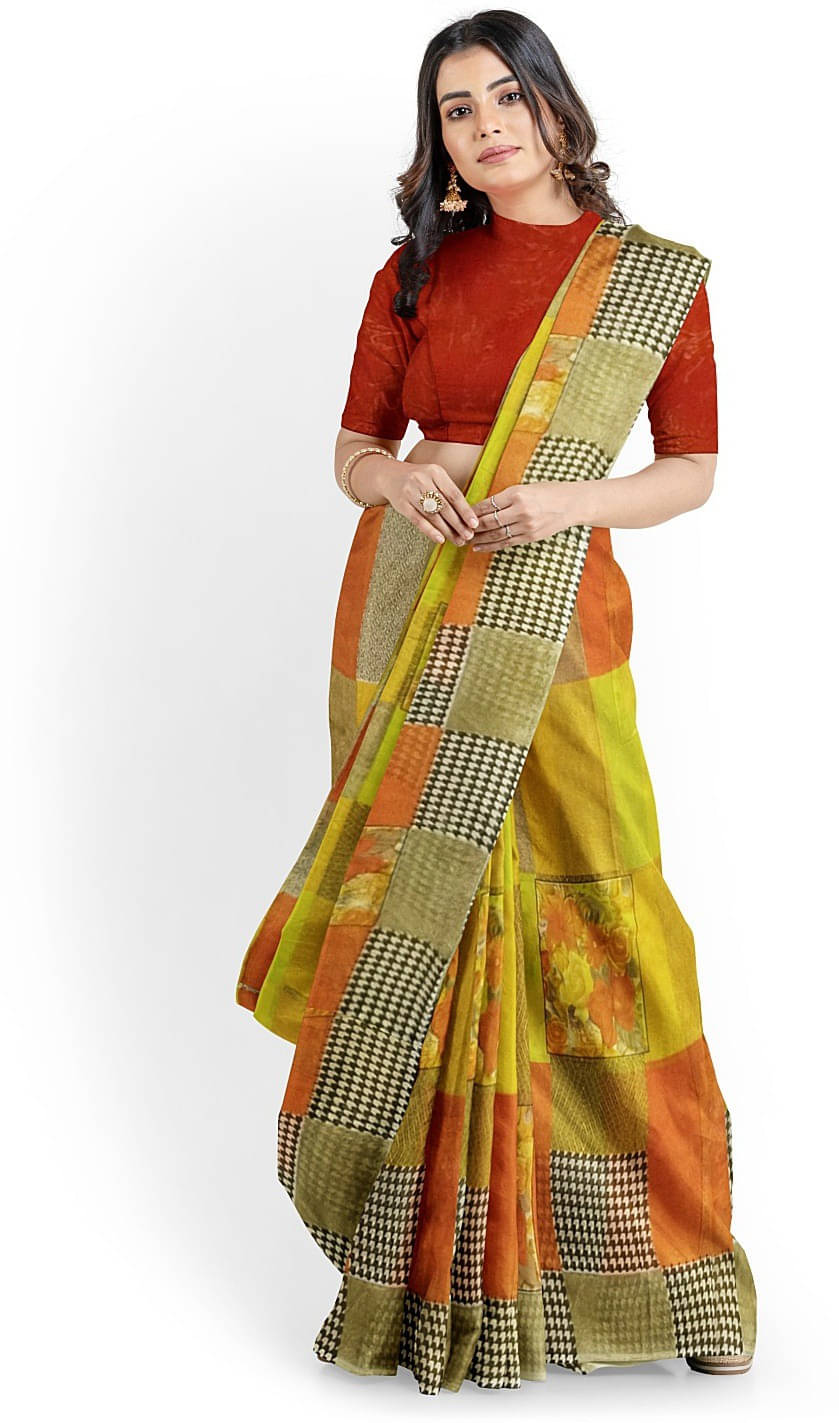     			Suali Georgette Printed Saree With Unstitched Blouse Piece ( Multicolor )