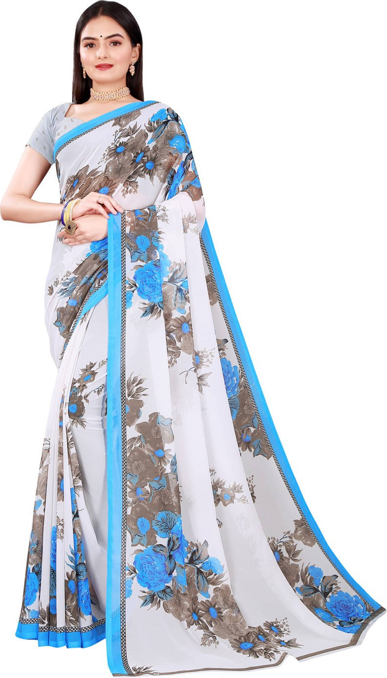 Suali Georgette Printed Saree With Unstitched Blouse Piece ( Multicolor ) Suali Georgette Printed Saree With Unstitched Blouse Piece ( Multicolor )