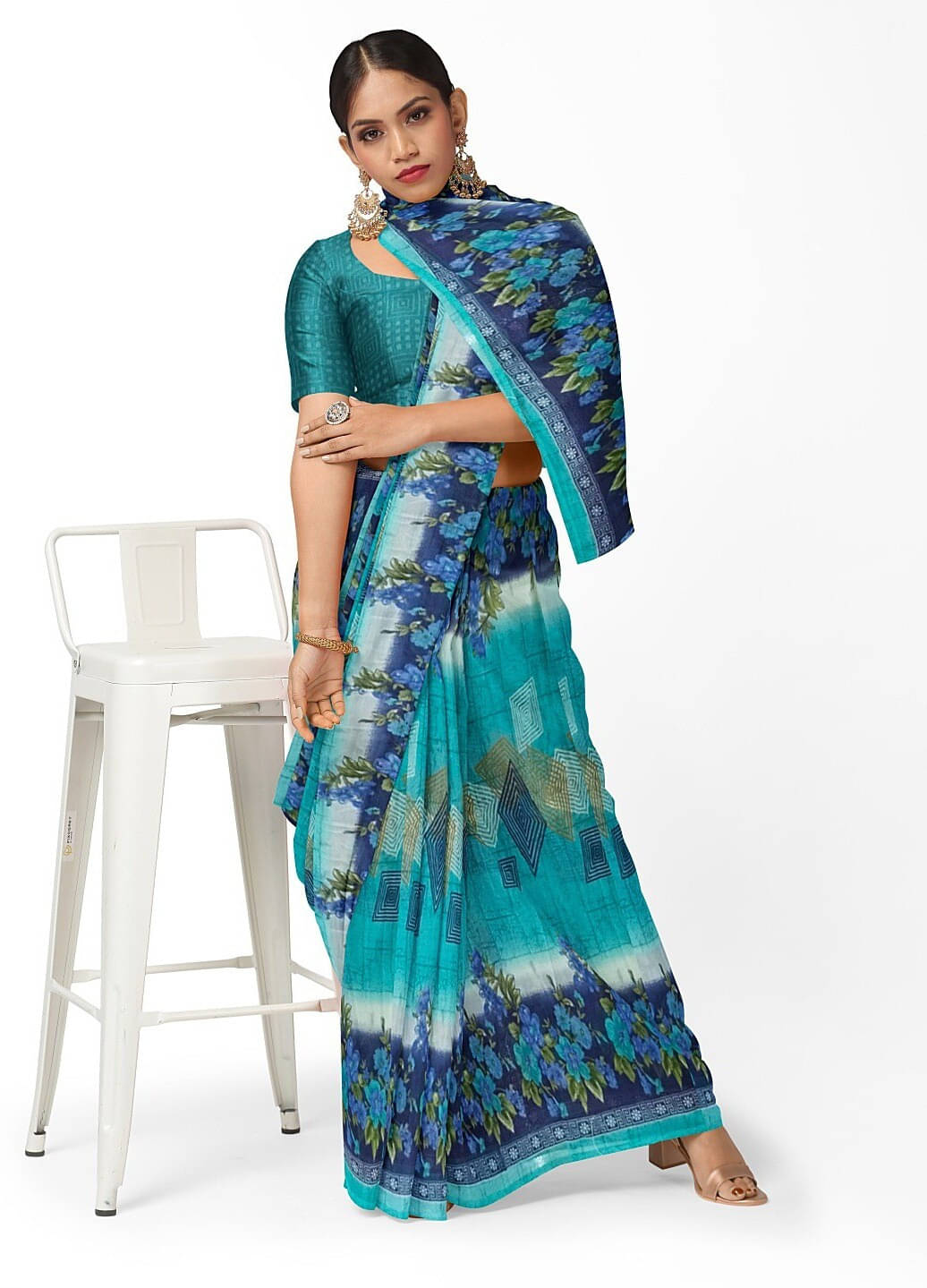     			Suali Georgette Self Design Saree With Unstitched Blouse Piece ( Green )