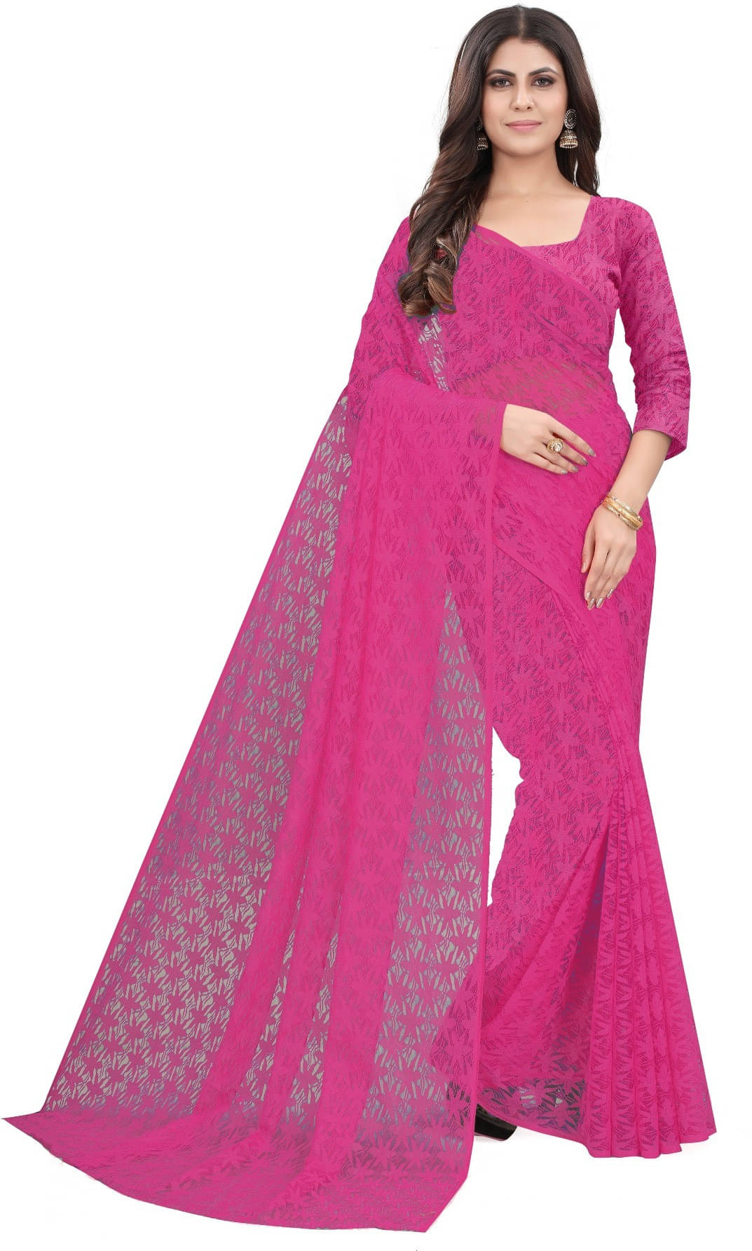 Suali Georgette Self Design Saree With Unstitched Blouse Piece ( Pink ) Suali Georgette Self Design Saree With Unstitched Blouse Piece ( Pink )