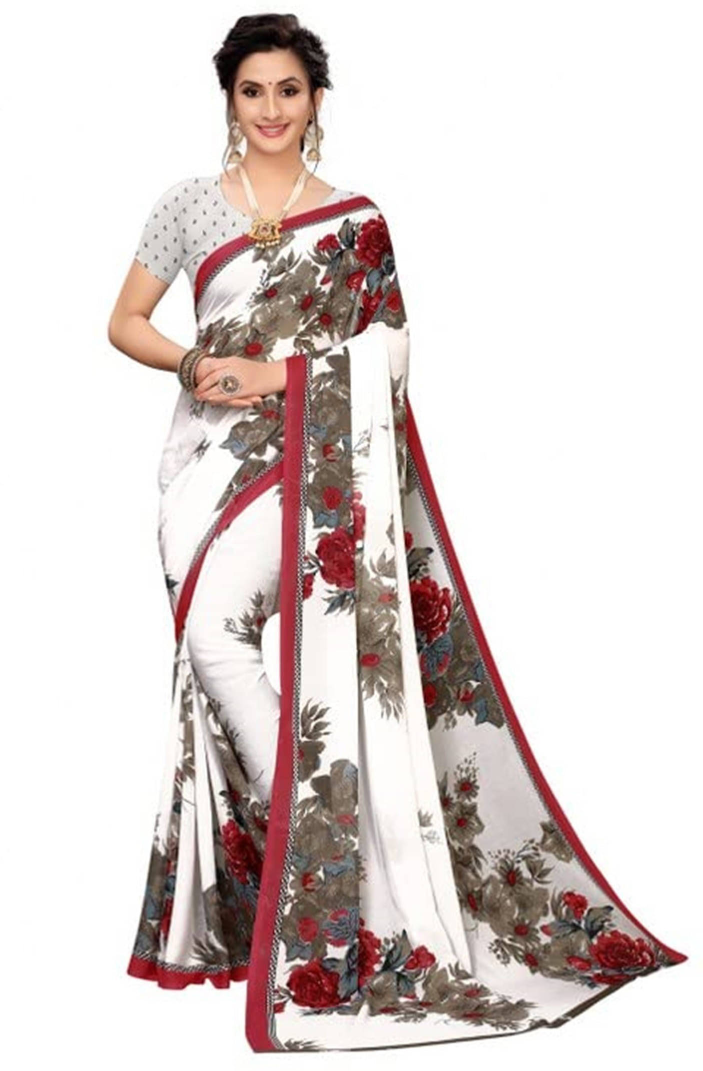 Suali Georgette Solid Saree With Unstitched Blouse Piece ( Multicolor ) Suali Georgette Solid Saree With Unstitched Blouse Piece ( Multicolor )