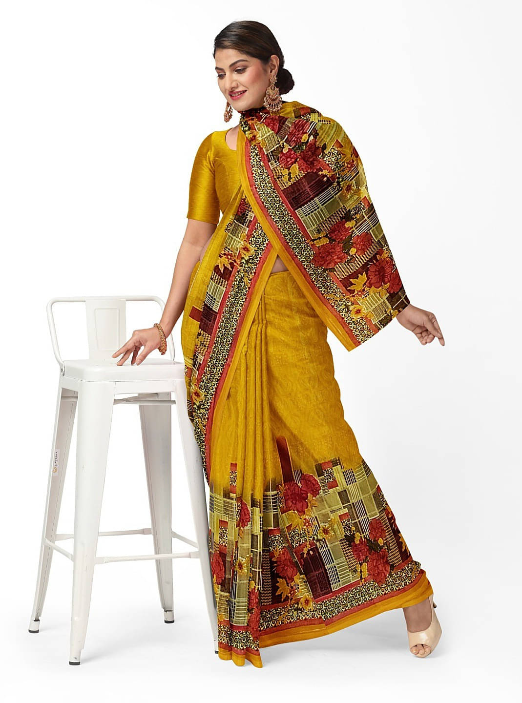 Suali Georgette Solid Saree With Unstitched Blouse Piece ( Yellow ) Suali Georgette Solid Saree With Unstitched Blouse Piece ( Yellow )