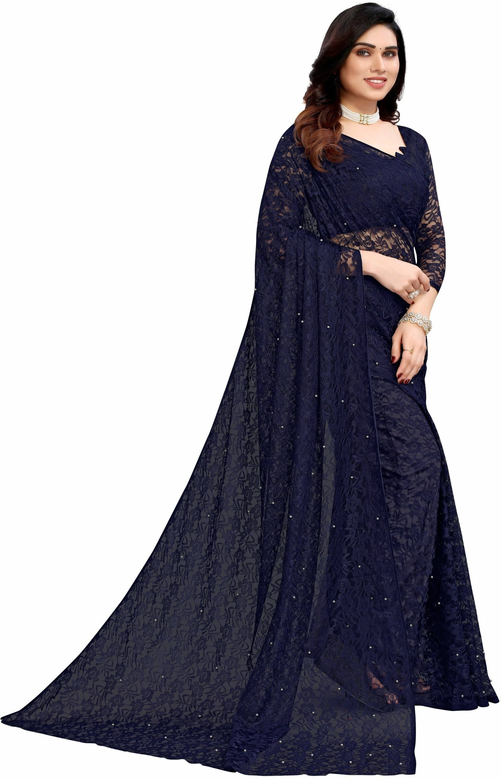 Suali Georgette Striped Saree With Unstitched Blouse Piece ( Blue ) Suali Georgette Striped Saree With Unstitched Blouse Piece ( Blue )