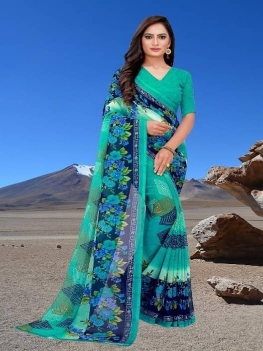     			Suali Georgette Woven Saree With Unstitched Blouse Piece ( Multicolor )