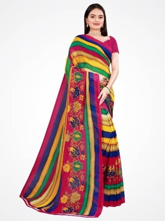     			Suali Georgette Woven Saree With Unstitched Blouse Piece ( Multicolor )