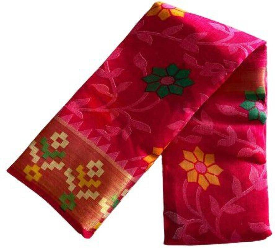    			Suali Lycra Dyed Saree With Unstitched Blouse Piece ( Pink )