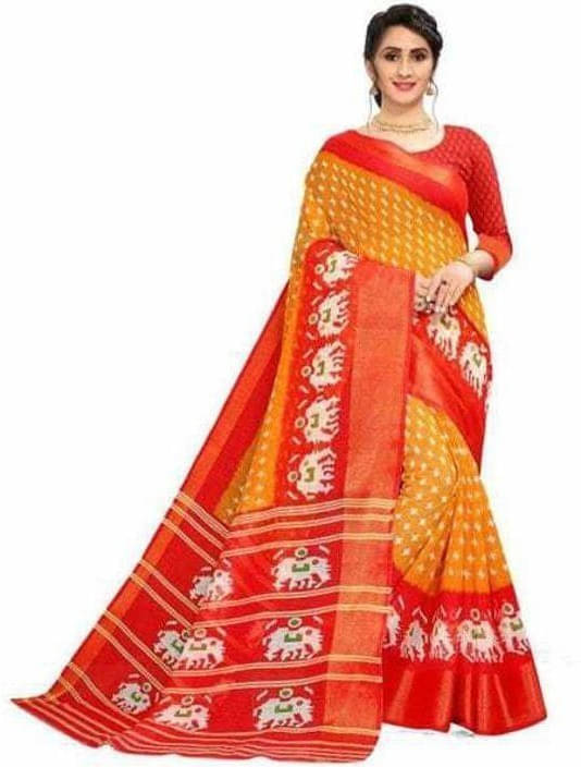 Suali Lycra Printed Saree With Unstitched Blouse Piece ( Multicolor ) Suali Lycra Printed Saree With Unstitched Blouse Piece ( Multicolor )