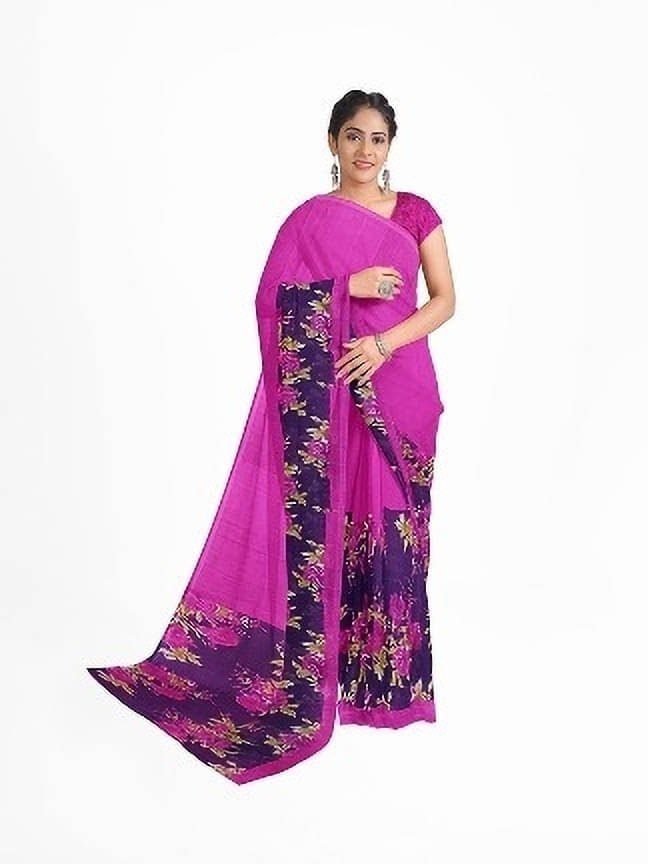     			Suali Lycra Printed Saree With Unstitched Blouse Piece ( Pink )