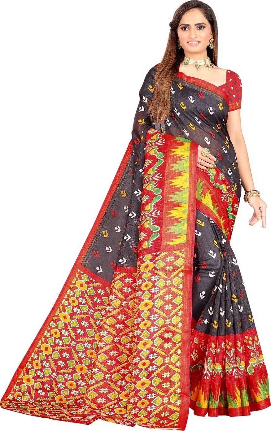     			Suali Lycra Printed Saree With Unstitched Blouse Piece ( Red )
