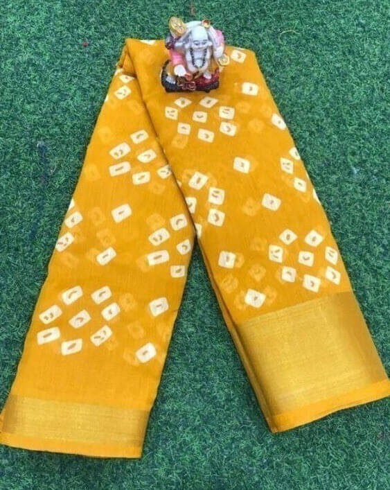 Suali Lycra Printed Saree With Unstitched Blouse Piece ( Yellow ) Suali Lycra Printed Saree With Unstitched Blouse Piece ( Yellow )