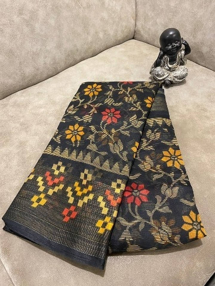     			Suali Lycra Self Design Saree With Unstitched Blouse Piece ( Black )