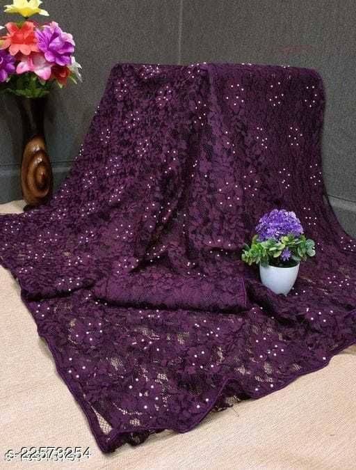 Suali Net Embellished Saree With Unstitched Blouse Piece ( Magenta ) Suali Net Embellished Saree With Unstitched Blouse Piece ( Magenta )