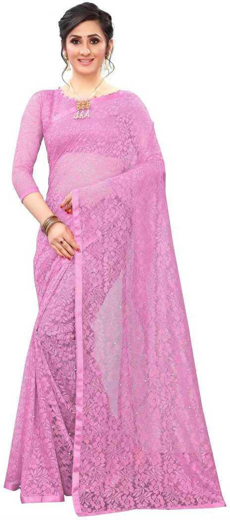 Suali Net Embellished Saree With Unstitched Blouse Piece ( Pink ) Suali Net Embellished Saree With Unstitched Blouse Piece ( Pink )