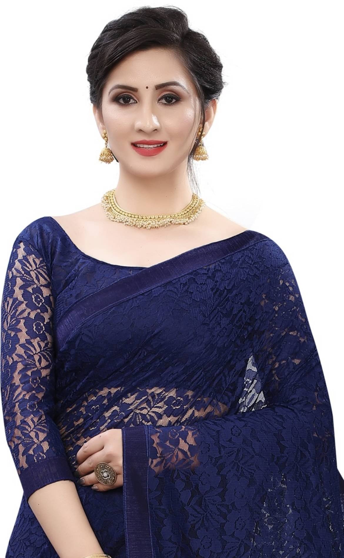 Suali Net Embroidered Saree With Unstitched Blouse Piece ( Blue ) Suali Net Embroidered Saree With Unstitched Blouse Piece ( Blue )