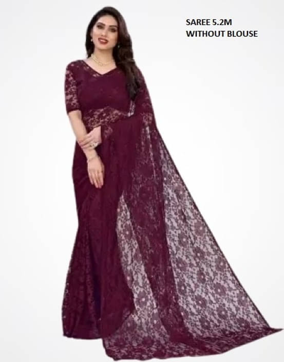     			Suali Net Embroidered Saree With Unstitched Blouse Piece ( Multicolor )