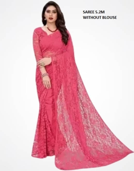 Suali Net Embroidered Saree With Unstitched Blouse Piece ( Magenta ) Suali Net Embroidered Saree With Unstitched Blouse Piece ( Magenta )