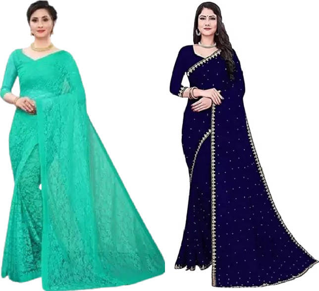     			Suali Net Self Design Saree With Unstitched Blouse Piece ( Multicolor )