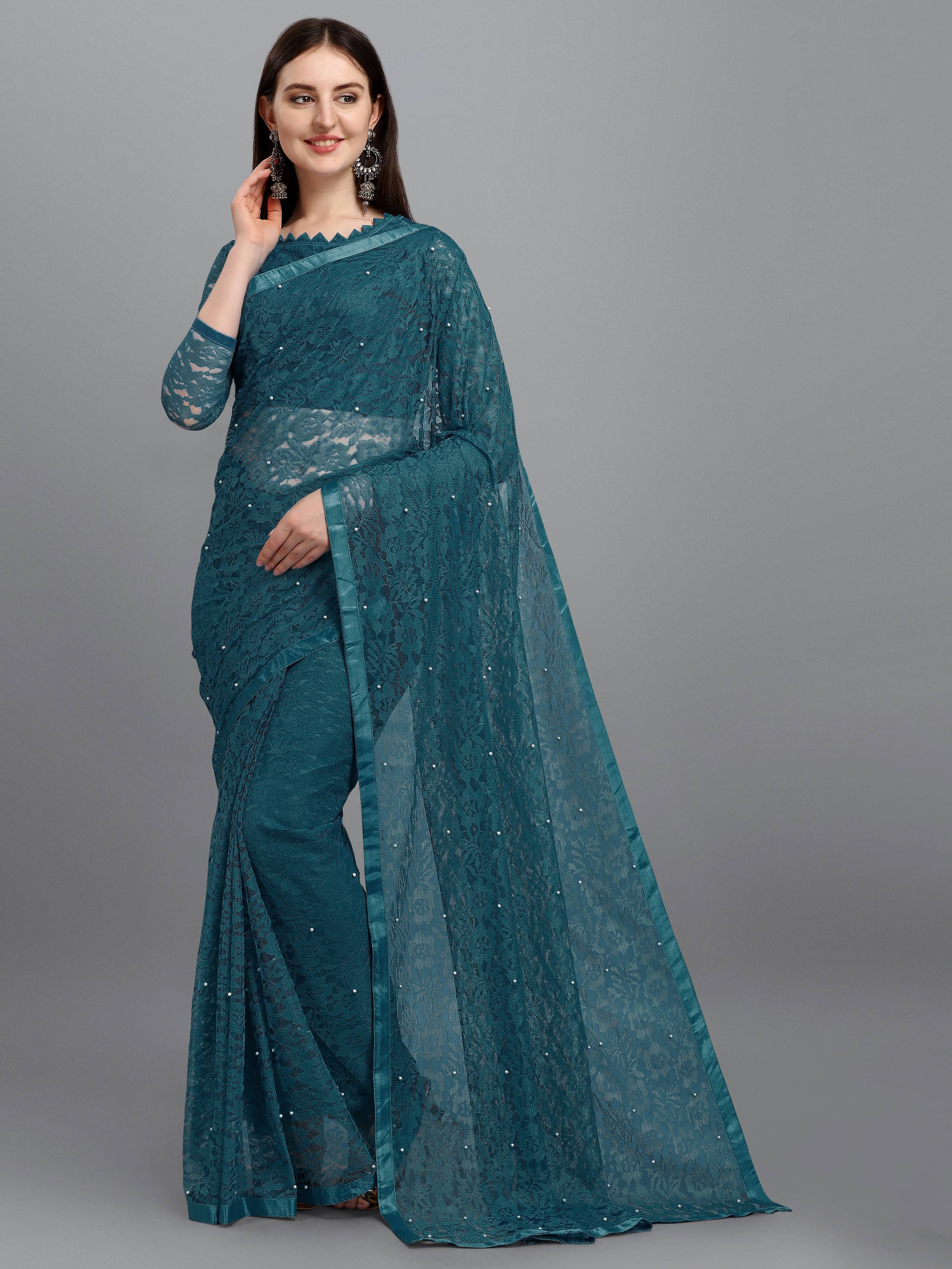 Suali Net Self Design Saree With Unstitched Blouse Piece ( Blue ) Suali Net Self Design Saree With Unstitched Blouse Piece ( Blue )