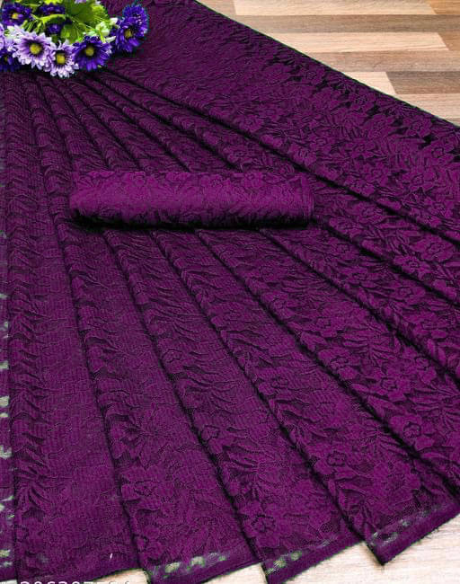 Suali Net Self Design Saree With Unstitched Blouse Piece ( Magenta ) Suali Net Self Design Saree With Unstitched Blouse Piece ( Magenta )
