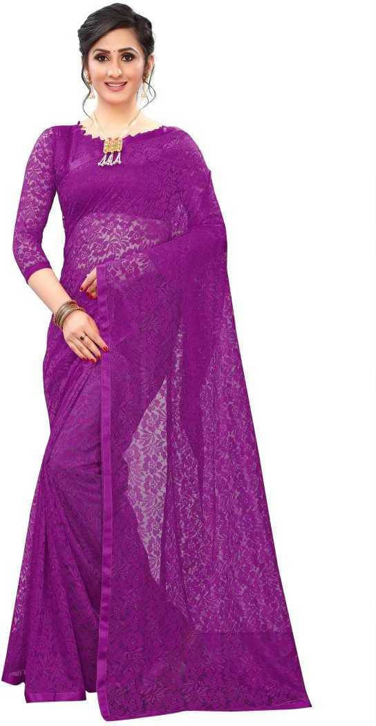 Suali Net Self Design Saree With Unstitched Blouse Piece ( Purple ) Suali Net Self Design Saree With Unstitched Blouse Piece ( Purple )
