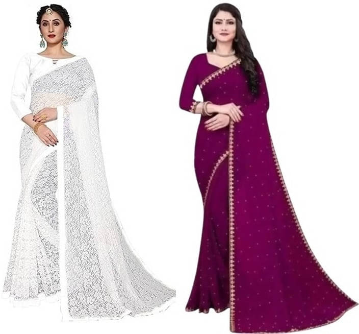 Suali Net Self Design Saree With Unstitched Blouse Piece ( Multicolor ) Suali Net Self Design Saree With Unstitched Blouse Piece ( Multicolor )
