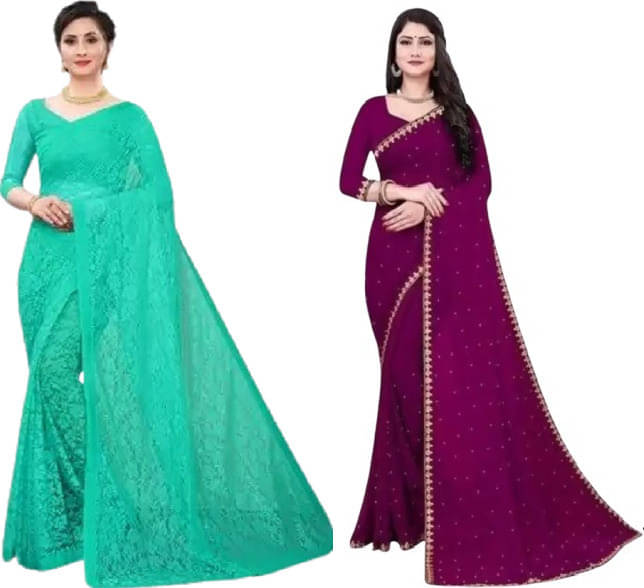 Suali Net Self Design Saree With Unstitched Blouse Piece ( Multicolor ) Suali Net Self Design Saree With Unstitched Blouse Piece ( Multicolor )