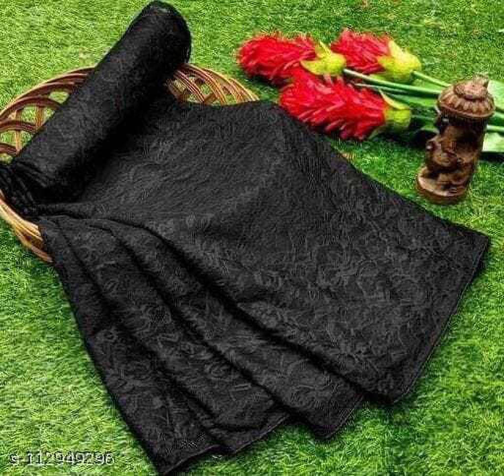 Suali Net Self Design Saree With Unstitched Blouse Piece ( Black ) Suali Net Self Design Saree With Unstitched Blouse Piece ( Black )