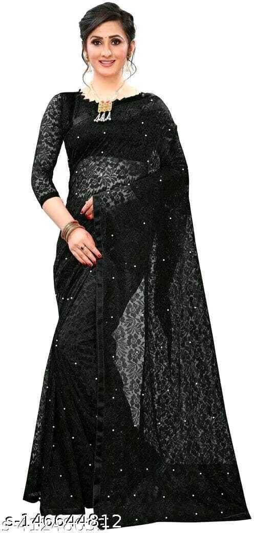 Suali Net Self Design Saree With Unstitched Blouse Piece ( Black ) Suali Net Self Design Saree With Unstitched Blouse Piece ( Black )