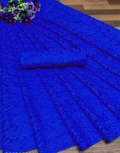 Suali Net Self Design Saree With Unstitched Blouse Piece ( Light Blue ) Suali Net Self Design Saree With Unstitched Blouse Piece ( Light Blue )