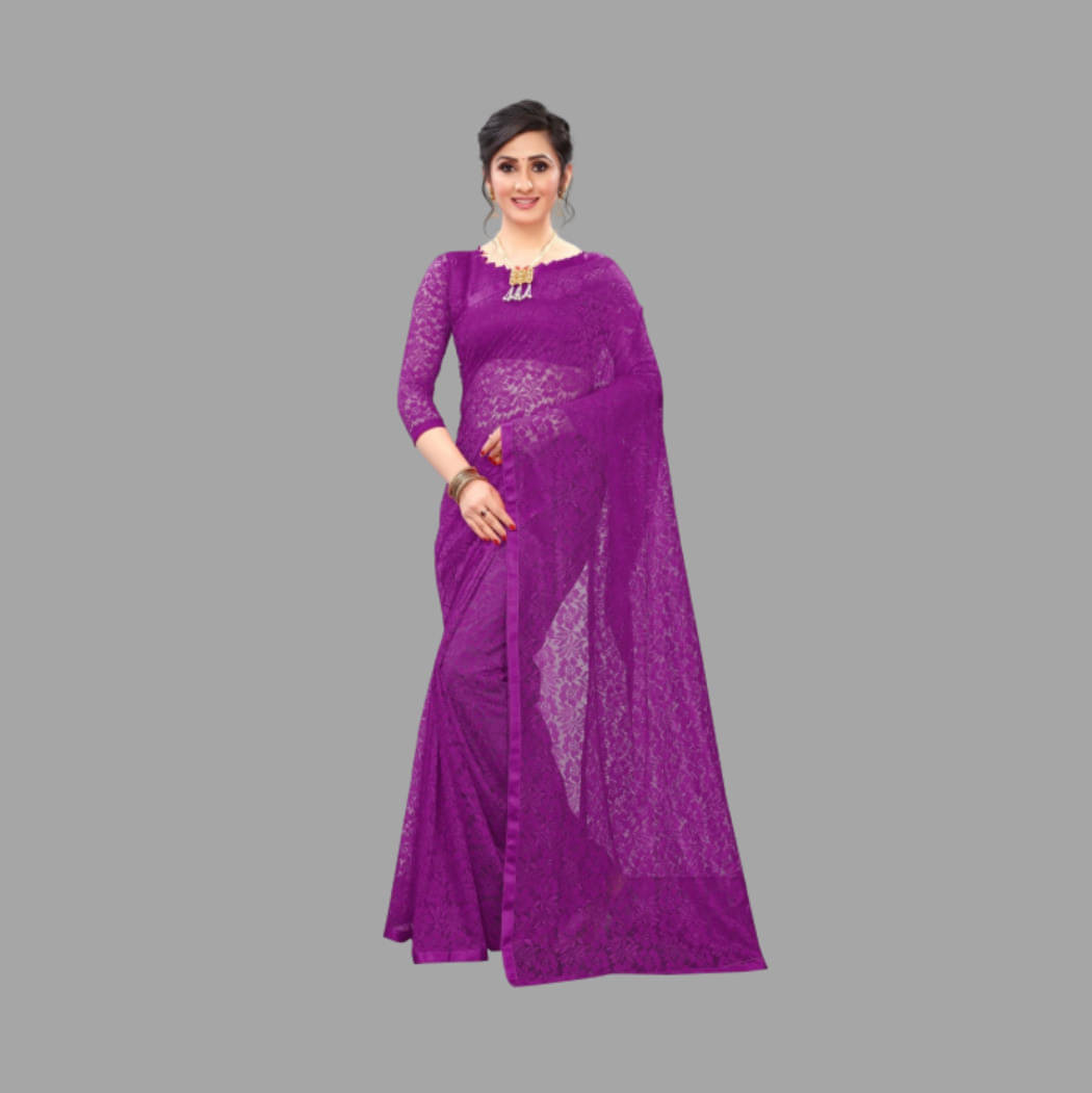 Suali Net Self Design Saree With Unstitched Blouse Piece ( Magenta ) Suali Net Self Design Saree With Unstitched Blouse Piece ( Magenta )