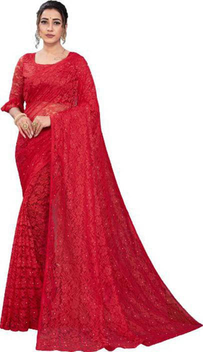 Suali Net Self Design Saree With Unstitched Blouse Piece ( Red ) Suali Net Self Design Saree With Unstitched Blouse Piece ( Red )