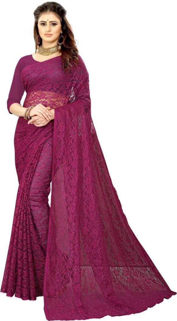 Suali Net Self Design Saree With Unstitched Blouse Piece ( Magenta ) Suali Net Self Design Saree With Unstitched Blouse Piece ( Magenta )