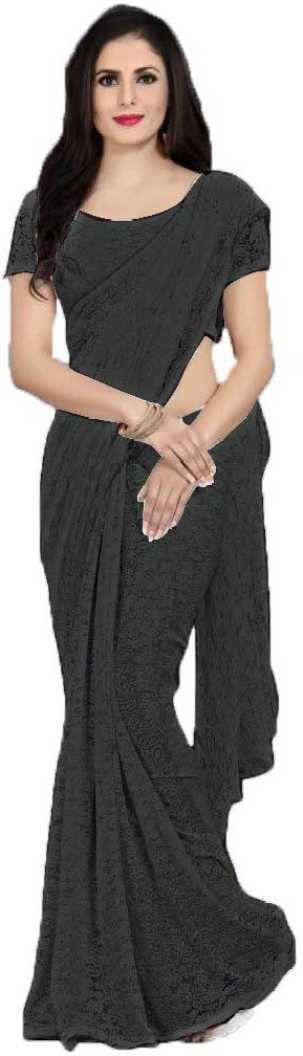 Suali Net Self Design Saree With Unstitched Blouse Piece ( Black ) Suali Net Self Design Saree With Unstitched Blouse Piece ( Black )
