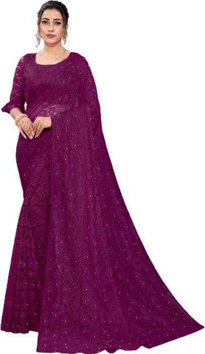 Suali Net Self Design Saree With Unstitched Blouse Piece ( Magenta ) Suali Net Self Design Saree With Unstitched Blouse Piece ( Magenta )
