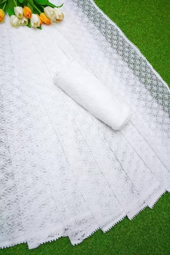 Suali Net Self Design Saree With Unstitched Blouse Piece ( White ) Suali Net Self Design Saree With Unstitched Blouse Piece ( White )