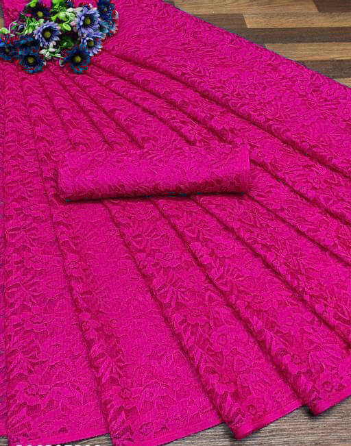 Suali Net Self Design Saree With Unstitched Blouse Piece ( Pink ) Suali Net Self Design Saree With Unstitched Blouse Piece ( Pink )
