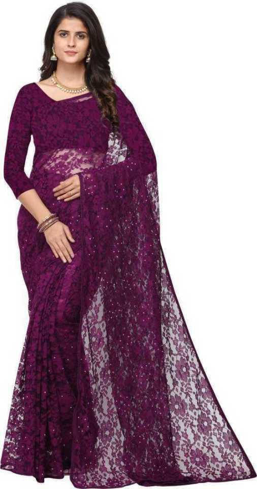 Suali Net Self Design Saree With Unstitched Blouse Piece ( Magenta ) Suali Net Self Design Saree With Unstitched Blouse Piece ( Magenta )