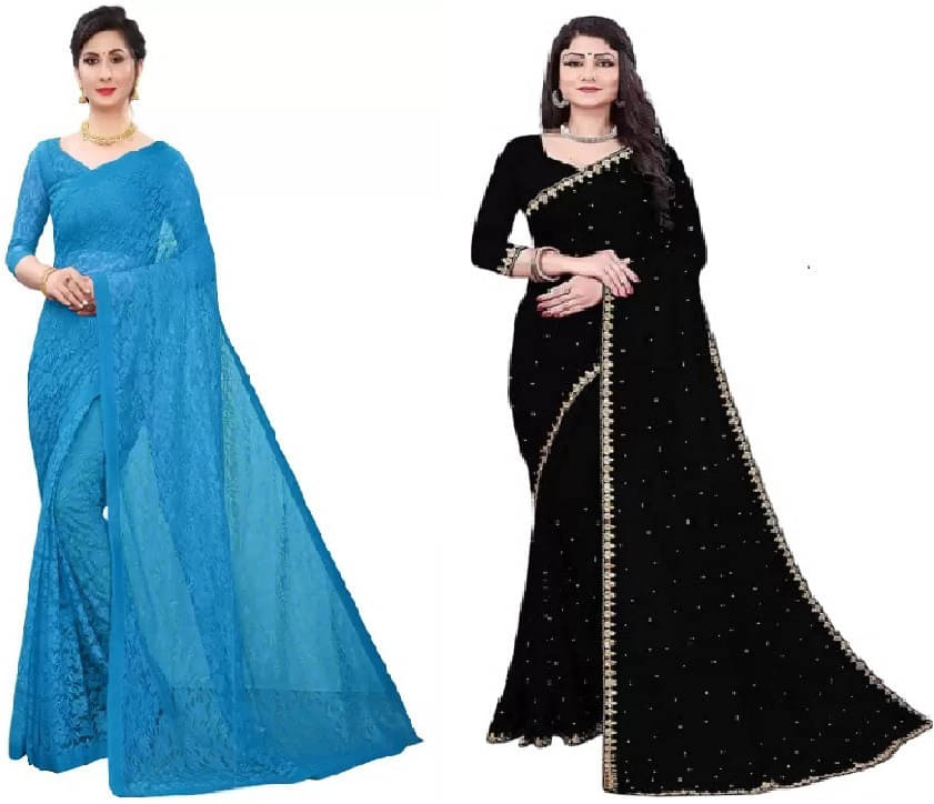     			Suali Net Self Design Saree With Unstitched Blouse Piece ( Multicolor )