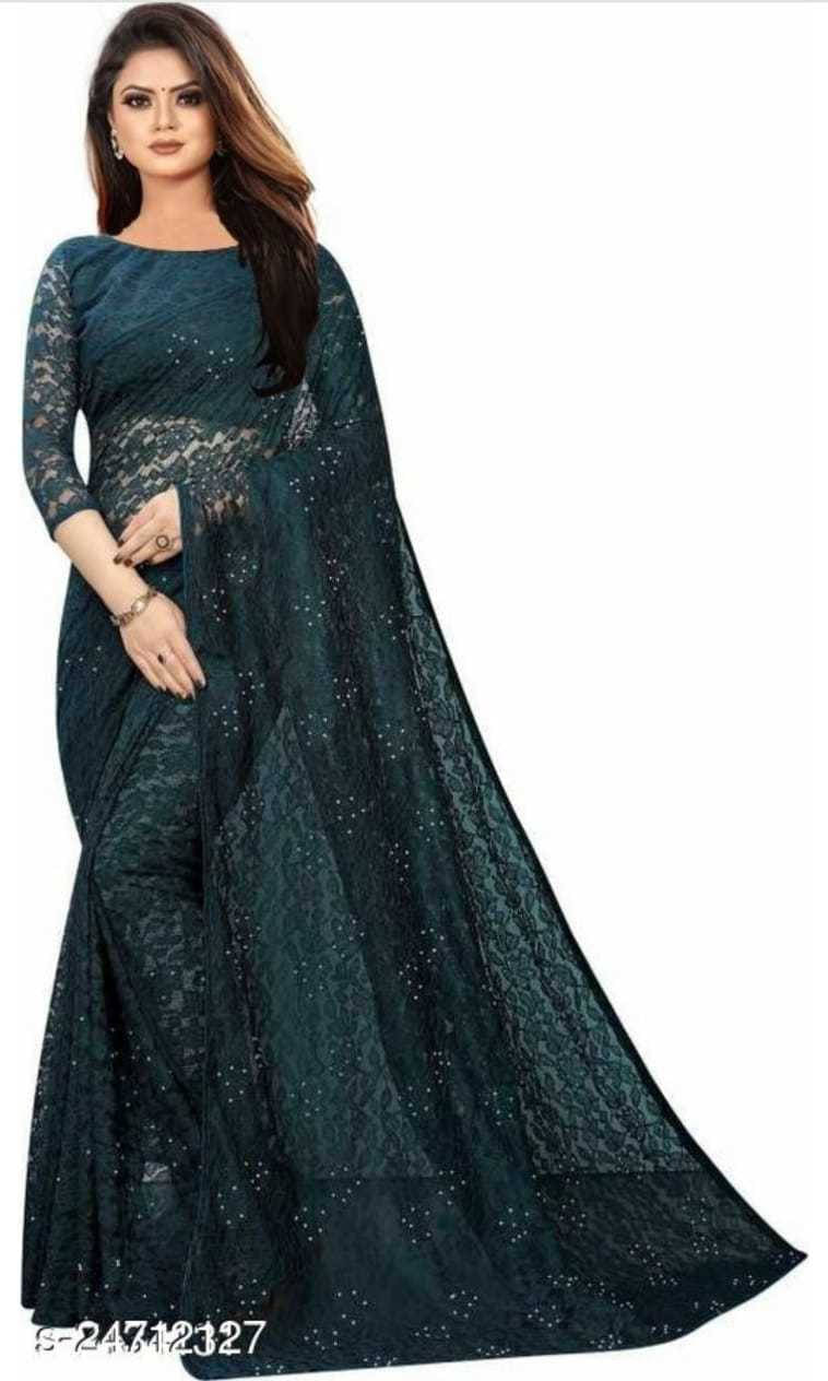 Suali Net Self Design Saree With Unstitched Blouse Piece ( Green ) Suali Net Self Design Saree With Unstitched Blouse Piece ( Green )